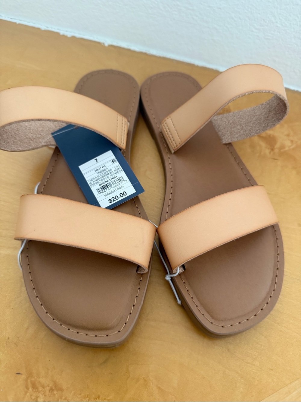 Woman's Universal Thread Tan Double-Strap Slide Sandals